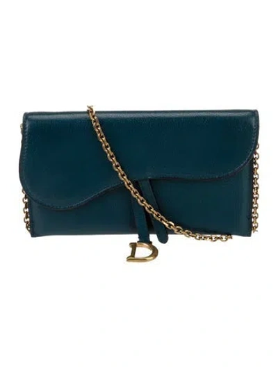 Pre-owned Dior Leather Shoulder Bag In Blue