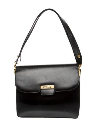 Pre-owned Dior Leather Shoulder Bag Vintage In Black