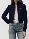 Dior Leather Single Breasted Coat In Blue
