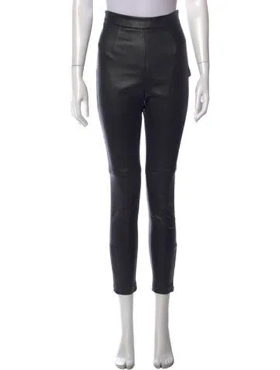 Pre-owned Dior Leather Skinny Leg Pants In Black