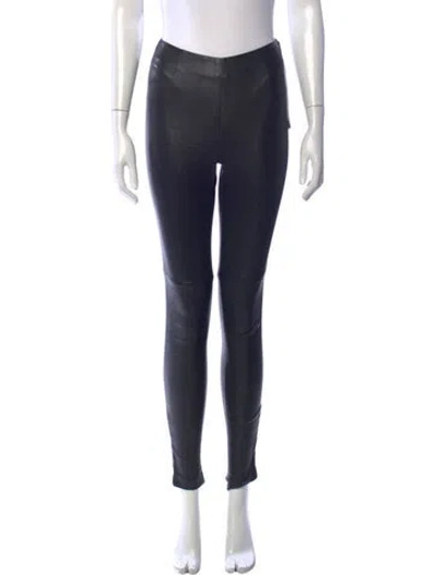 Pre-owned Dior Leather Skinny Leg Pants In Black