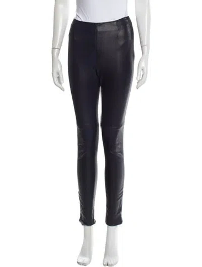 Pre-owned Dior Leather Skinny Leg Pants In Blue