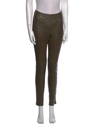 Pre-owned Dior Leather Skinny Leg Pants In Green