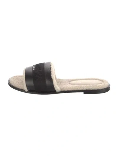 Pre-owned Dior Leather Slides In Black