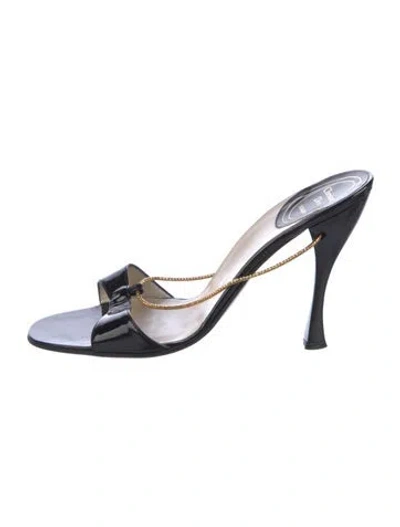 Pre-owned Dior Leather Slides In Black