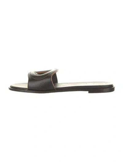 Pre-owned Dior Leather Slides In Black