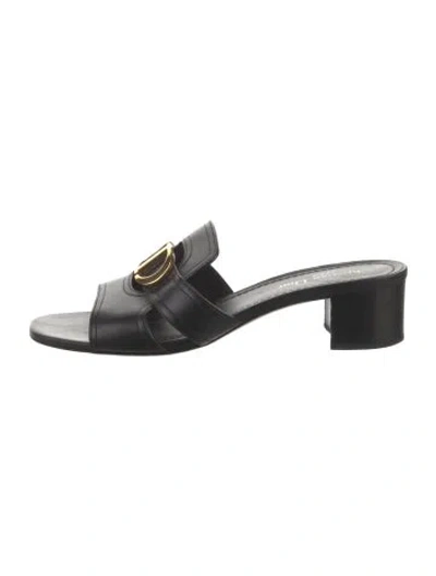 Pre-owned Dior Leather Slides In Black