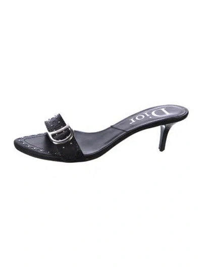 Pre-owned Dior Leather Slides In Black