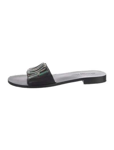 Pre-owned Dior Leather Slides In Black