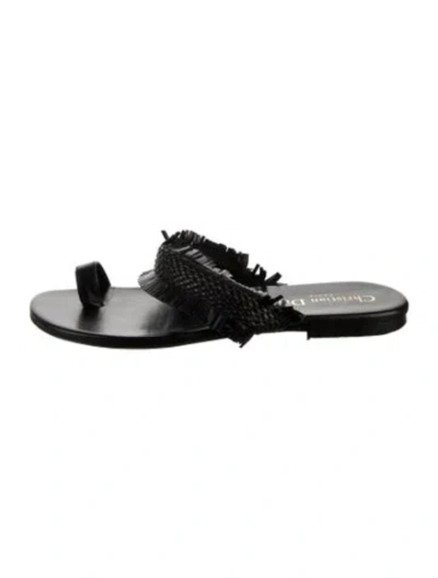 Pre-owned Dior Leather Slides In Black
