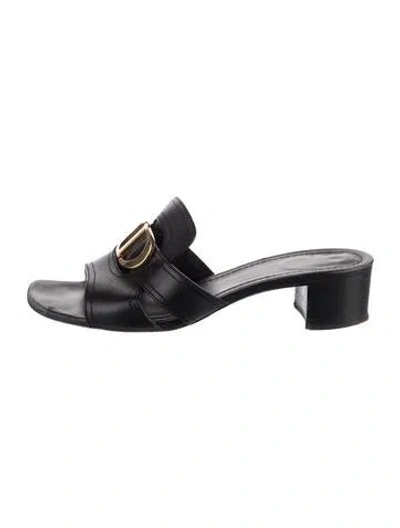Pre-owned Dior Leather Slides In Black