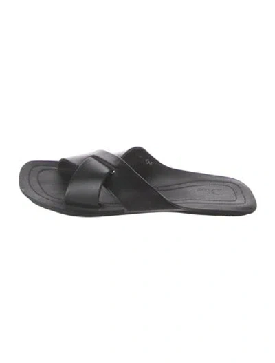 Pre-owned Dior Leather Slides In Black