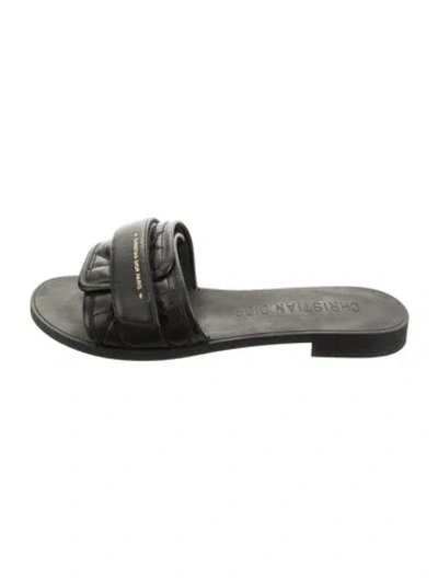 Pre-owned Dior Leather Slides In Black