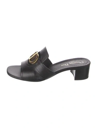 Pre-owned Dior Leather Slides In Black
