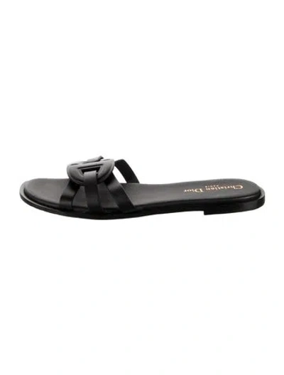 Pre-owned Dior Leather Slides In Black