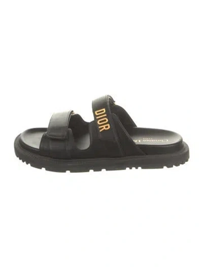 Pre-owned Dior Leather Slides In Black