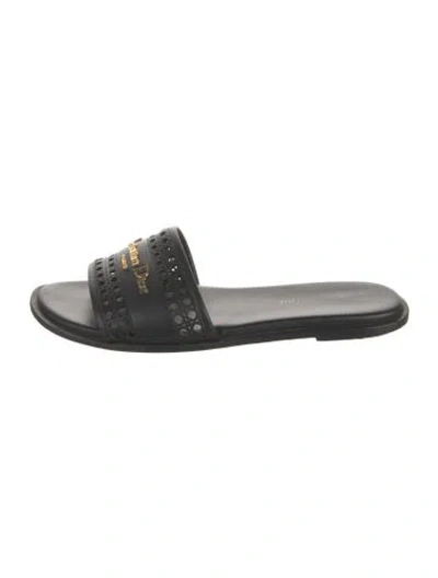 Pre-owned Dior Leather Slides In Black