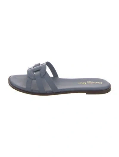 Pre-owned Dior Leather Slides In Blue