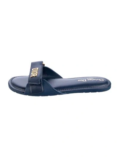 Pre-owned Dior Leather Slides In Blue