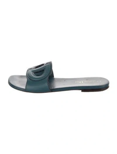 Pre-owned Dior Leather Slides In Blue