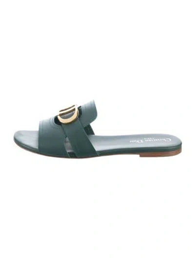 Pre-owned Dior Leather Slides In Blue