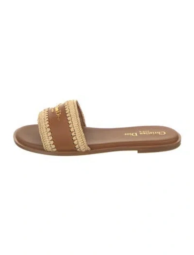 Pre-owned Dior Leather Slides In Brown