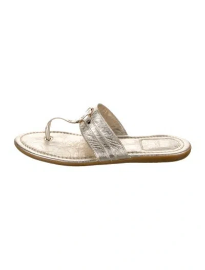 Pre-owned Dior Leather Slides In Gold