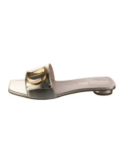 Pre-owned Dior Leather Slides In Gold