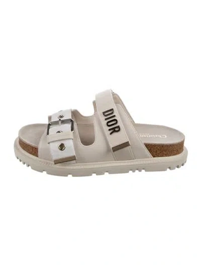 Pre-owned Dior Leather Slides In Gray