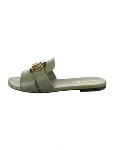 Pre-owned Dior Leather Slides In Green