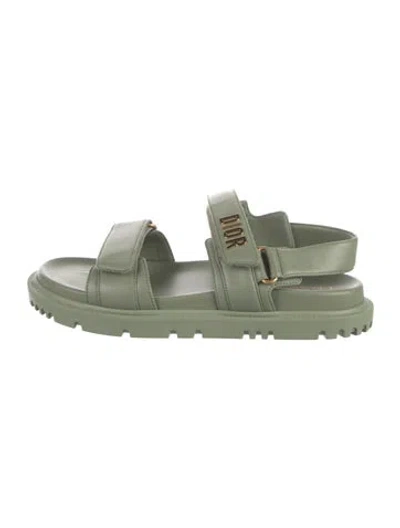 Pre-owned Dior Leather Slides In Green
