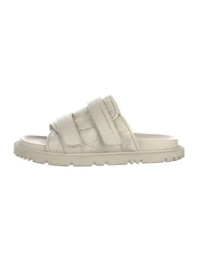 Pre-owned Dior Leather Slides In Neutral