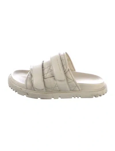 Pre-owned Dior Leather Slides In Neutral