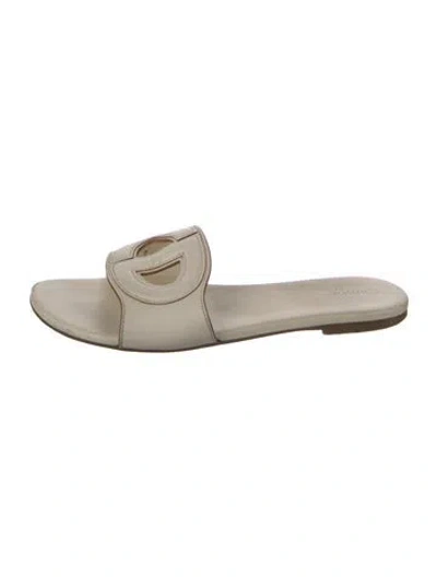Pre-owned Dior Leather Slides In Neutral