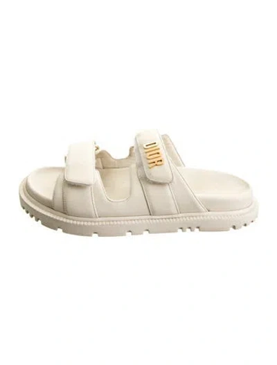 Pre-owned Dior Leather Slides In Neutral