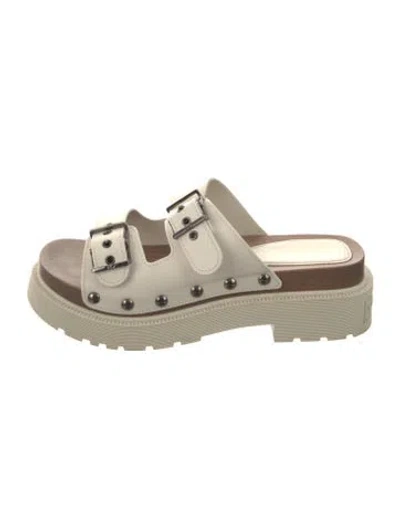 Pre-owned Dior Leather Slides In Neutrals