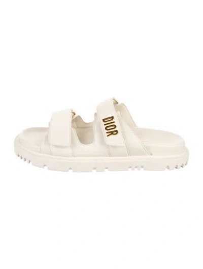 Pre-owned Dior Leather Slides In Neutrals