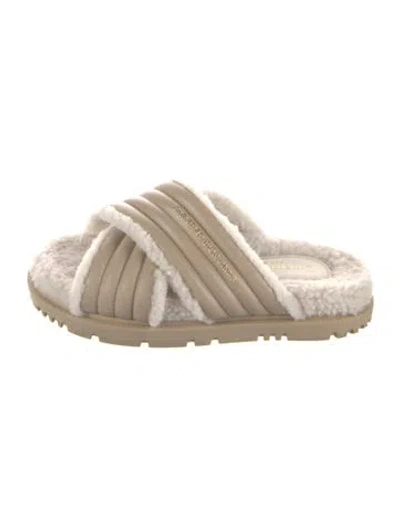 Pre-owned Dior Leather Slides In Neutrals