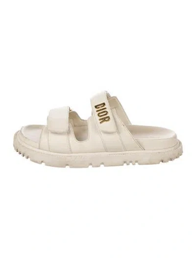 Pre-owned Dior Leather Slides In Neutrals