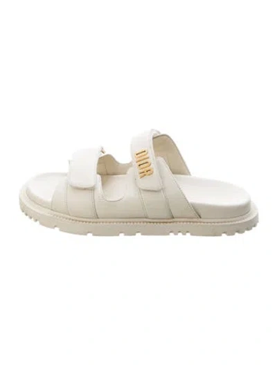 Pre-owned Dior Leather Slides In Neutrals