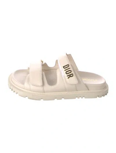 Pre-owned Dior Leather Slides In Neutrals