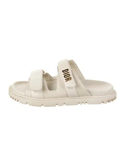 Pre-owned Dior Leather Slides In Neutrals