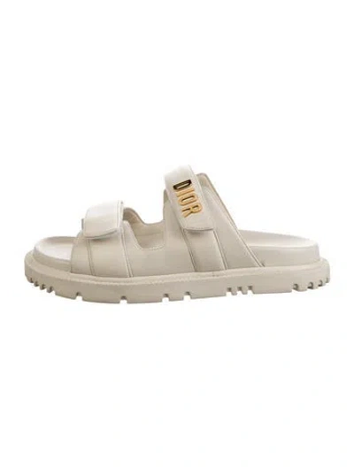Pre-owned Dior Leather Slides In Neutrals