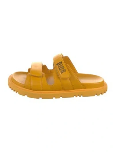 Pre-owned Dior Leather Slides In Orange