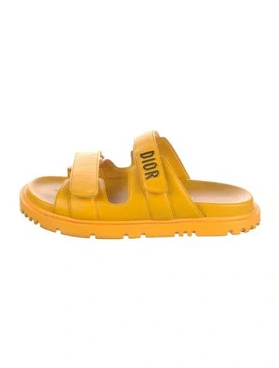 Pre-owned Dior Leather Slides In Orange