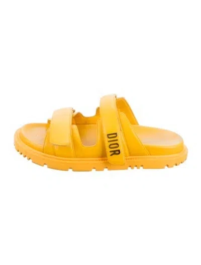 Pre-owned Dior Leather Slides In Orange