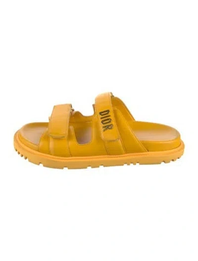 Pre-owned Dior Leather Slides In Orange