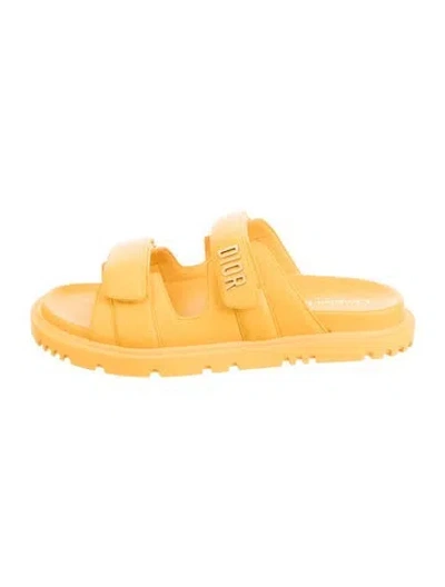 Pre-owned Dior Leather Slides In Orange