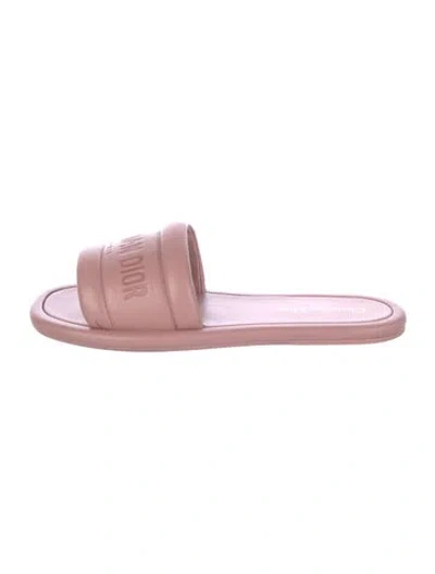 Pre-owned Dior Leather Slides In Pink
