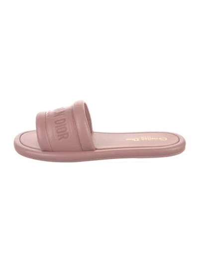 Pre-owned Dior Leather Slides In Pink